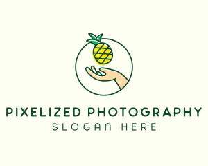 Hand Pineapple Fruit  logo design