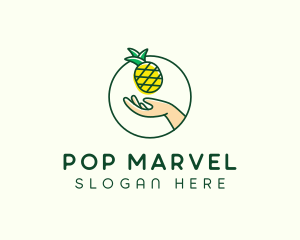 Hand Pineapple Fruit  logo design