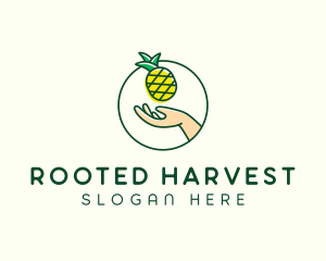 Hand Pineapple Fruit  logo design