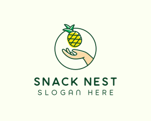 Hand Pineapple Fruit  logo design