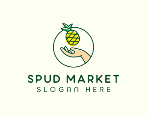 Hand Pineapple Fruit  logo design