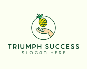 Hand Pineapple Fruit  logo design