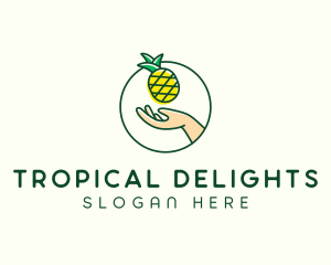 Hand Pineapple Fruit  logo design