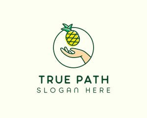 Hand Pineapple Fruit  logo design