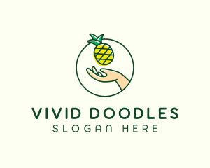 Hand Pineapple Fruit  logo design