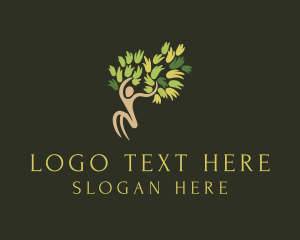 Life - Green Tree Human logo design