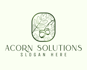 Green Acorn Leaf  logo design