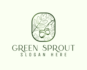 Green Acorn Leaf  logo design