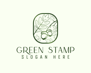 Green Acorn Leaf  logo design