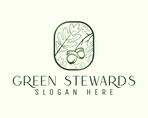 Green Acorn Leaf  logo design