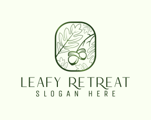 Green Acorn Leaf  logo design