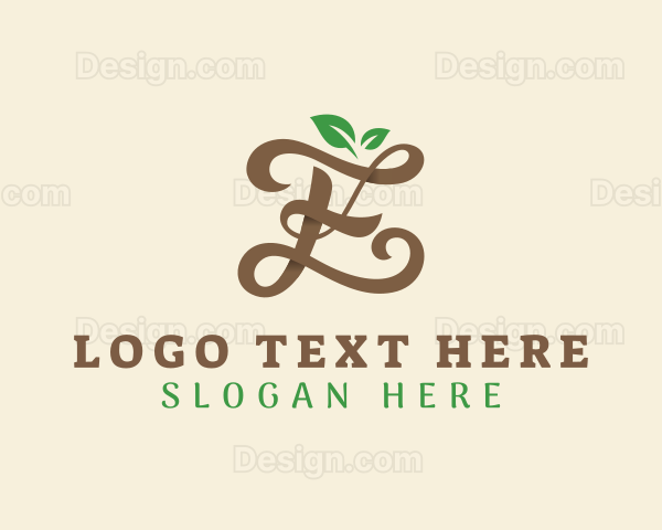 Brown Organic Letter E Logo