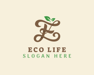 Brown Organic Letter E logo design