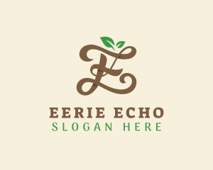 Brown Organic Letter E logo design