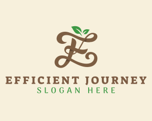 Brown Organic Letter E logo design