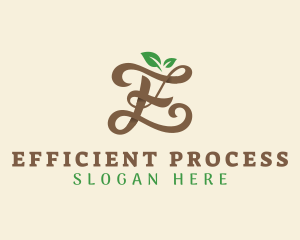 Brown Organic Letter E logo design