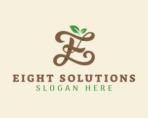 Brown Organic Letter E logo design