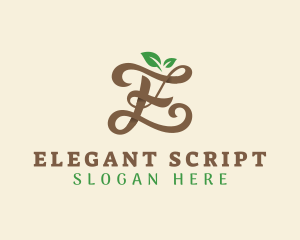 Brown Organic Letter E logo design