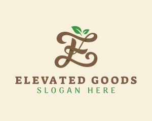 Brown Organic Letter E logo design