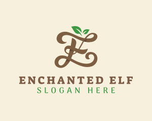 Brown Organic Letter E logo design