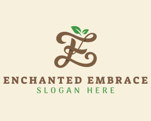 Brown Organic Letter E logo design