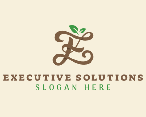 Brown Organic Letter E logo design