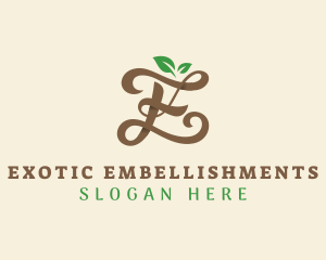 Brown Organic Letter E logo design