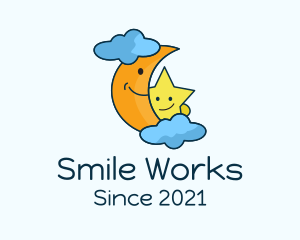 Smiling Moon & Star logo design