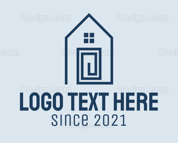 Blue Minimalist House Logo