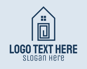 Blue Minimalist House  Logo