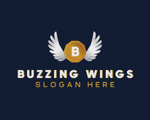 Winged Coin Cryptocurrency logo design