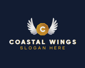 Winged Coin Cryptocurrency logo design