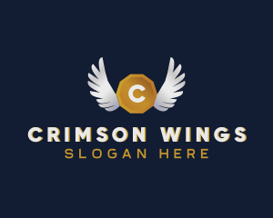 Winged Coin Cryptocurrency logo design