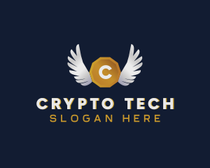 Winged Coin Cryptocurrency logo design