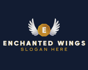 Winged Coin Cryptocurrency logo design