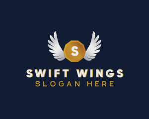 Winged Coin Cryptocurrency logo design