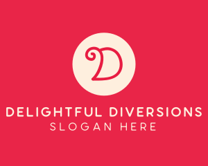 Pink Handwritten Letter D logo design