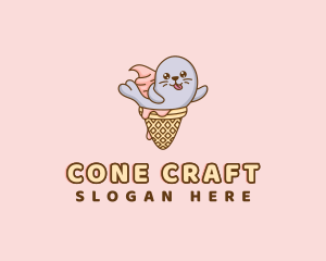 Ice Cream Cone Seal logo design