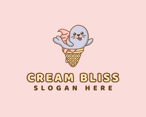 Ice Cream Cone Seal logo design