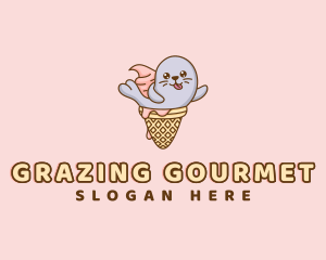 Ice Cream Cone Seal logo design