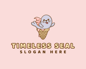 Ice Cream Cone Seal logo design