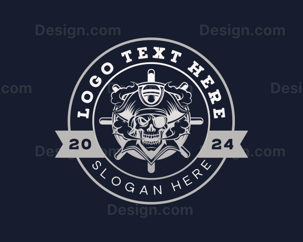 Skull Pirate Ship Logo