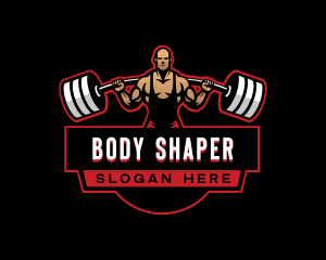 Athletic BodyBuilder Barbell logo design