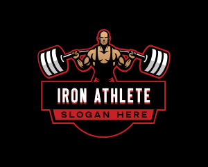 Athletic BodyBuilder Barbell logo design