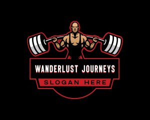 Athletic BodyBuilder Barbell logo design