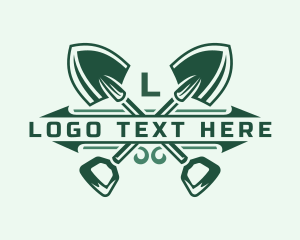 Landscaping Shovel Tool Logo