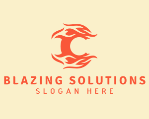 Blazing Fire Letter C logo