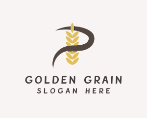 Swirly Grain Letter P logo