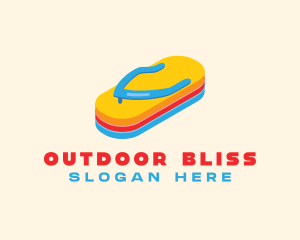 3D Summer Flip Flops  logo design