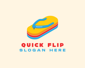 3D Summer Flip Flops  logo design